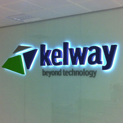illuminated office logo sign